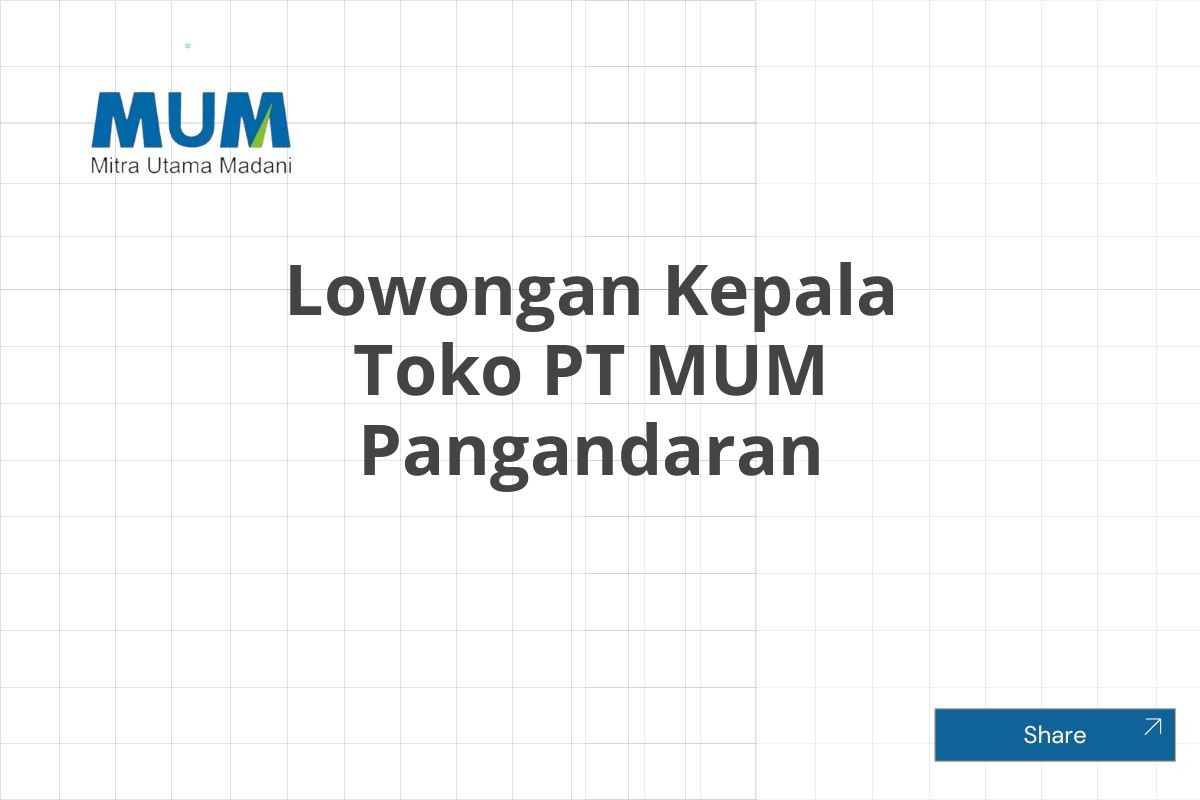 Lowongan Kepala Toko PT MUM Pangandaran